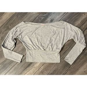 Vintage Y2K GUESS Long Sleeve Crop Top Womens Junior Shirt Size Small Grey